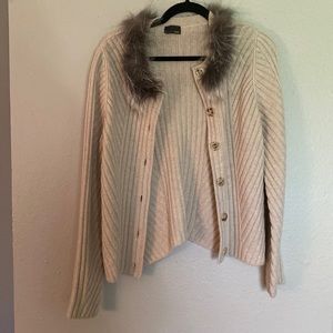 Authentic fendi cardigan with fur collar